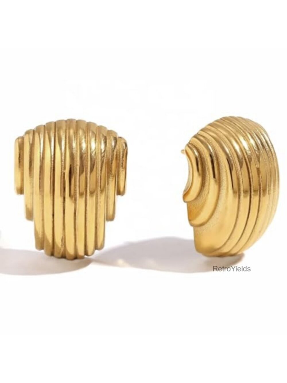 Gold Plated Statement Drop Earrings for Women Hypoallergenic Chunky Lightweight
